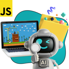 Язык программирования JavaScript + AI. Проектное обучение + геймификация + AI-помощники - КИБЕРшкола программирования для детей, компьютерные курсы для школьников, начинающих и подростков - KIBERone г. Новокузнецк